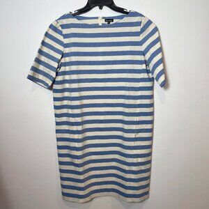 Steven Alan Soden Striped Casual T-shirt Dress Blue M Womens Short Sleeve Zip